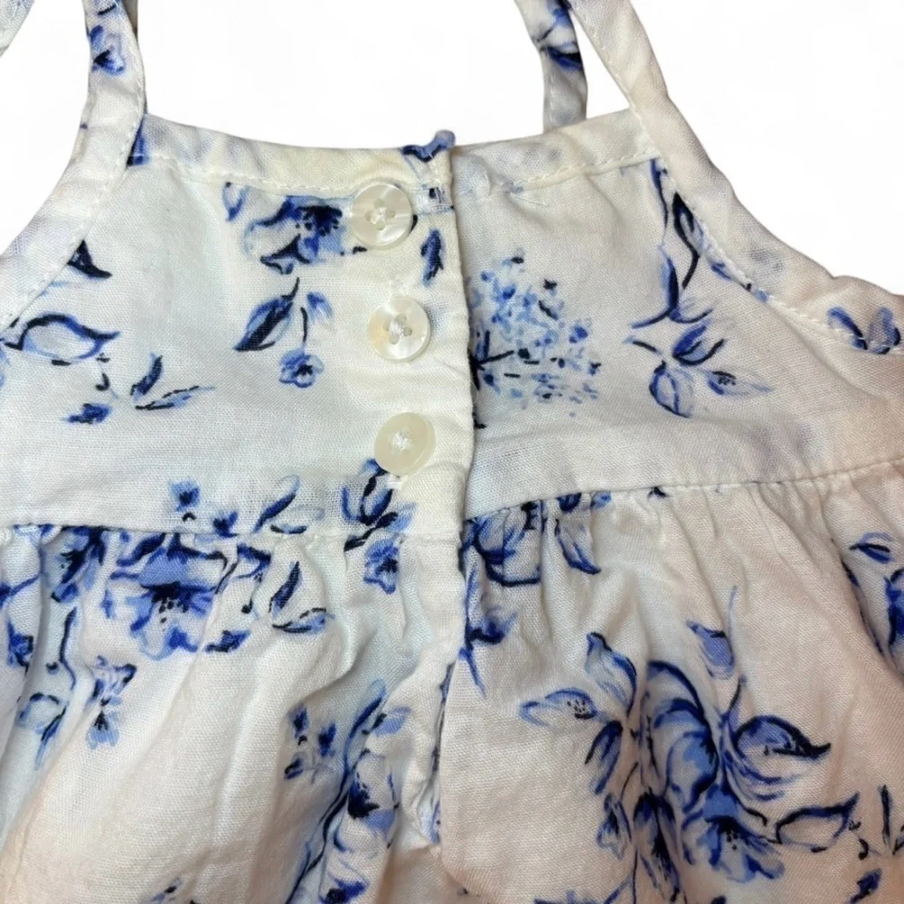 Baby B’Gosh 3 Months Blue & White Floral Dress Outfit Spring Summer Cotton Lined